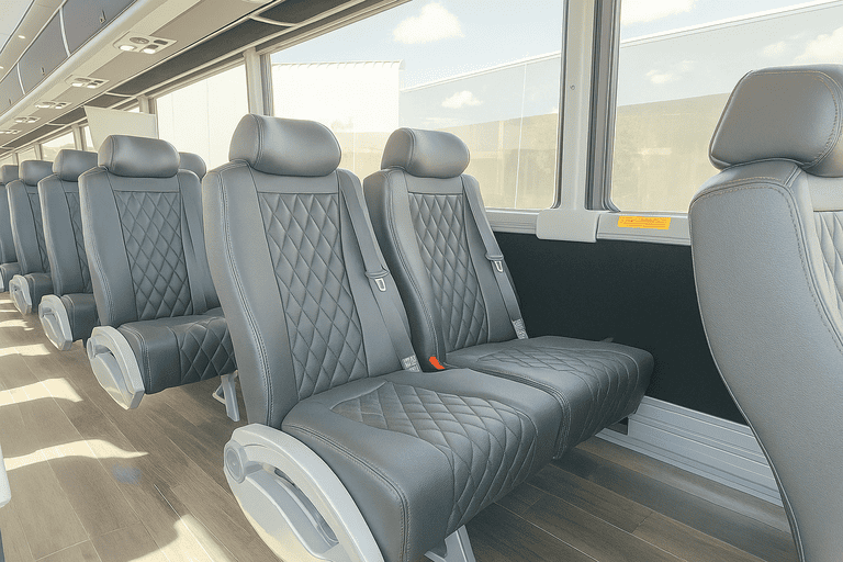 interior of Ankeny Minibus Company charter bus